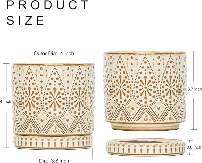 Gepege Ceramic Succulent Pots, 4 Inch Small Plant Pots - Image 2