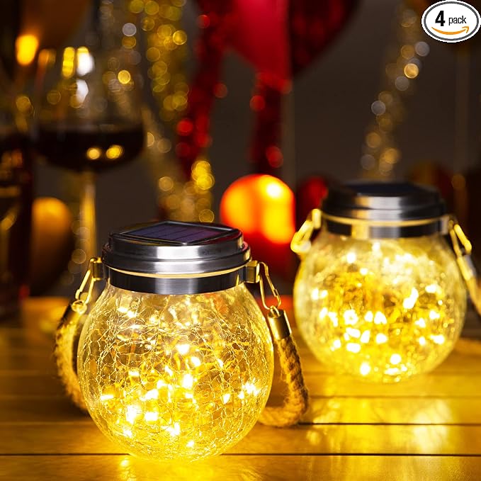 ROSHWEY 4 Pack Solar Lanterns Outdoor Waterproof, Gifts by ROSHWEY