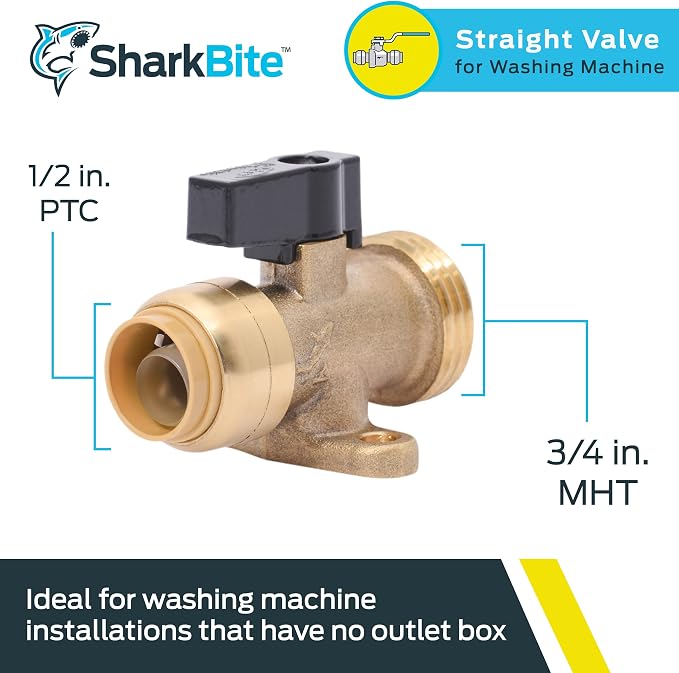 SharkBite 1/2 Inch x 3/4 Inch MHT Washing Machine Straight Valve, Push to - Image 4