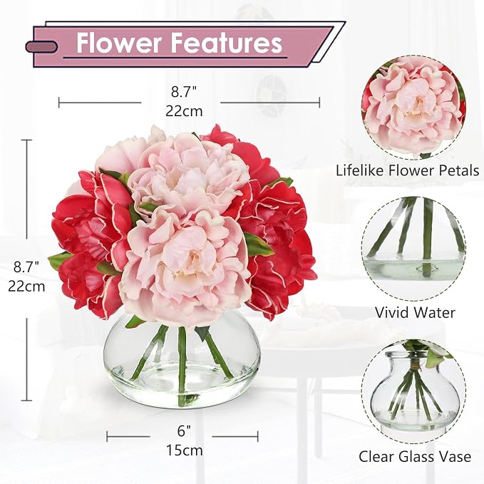 Hollyone Peonies Artificial Flowers - Image 2