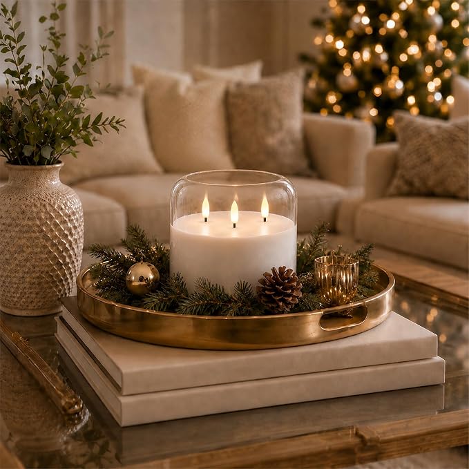 Homemory Pure White Large Glass Flameless LED Candle, 3 Wicks, Remote Timer | - Image 9