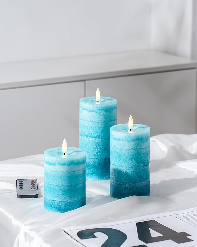 Stmarry Gradient Teal Flameless Candles - Image 3