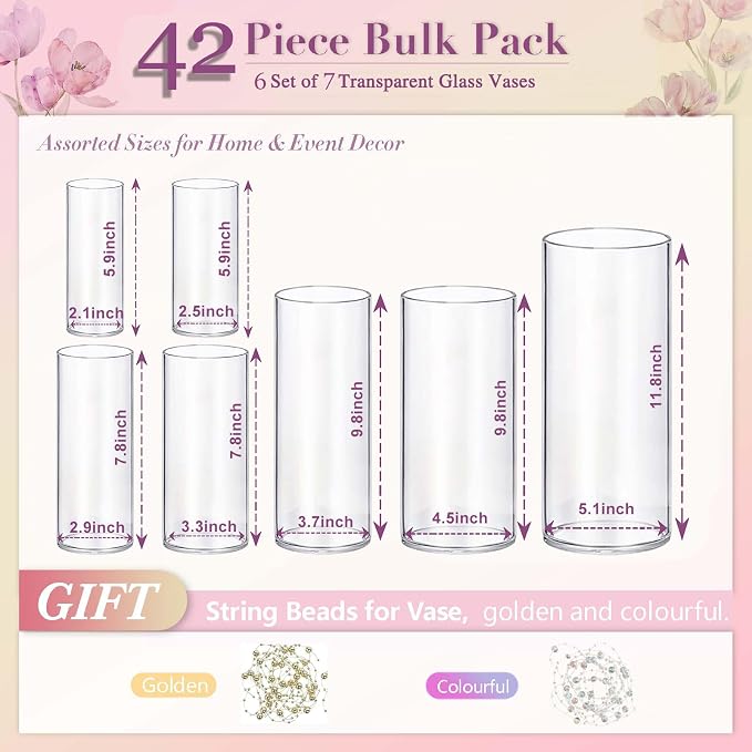 42pcs Glass Vase Cylinder Vases - Image 2