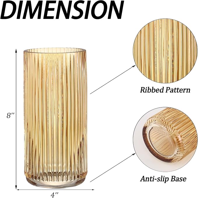 Ribbed Glass Vase, Flower Vases - Image 6