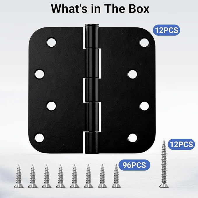 12 Pack 4 Inch Door Hinges Matte Black, Heavy Duty Solid Iron Interior & - Image 7