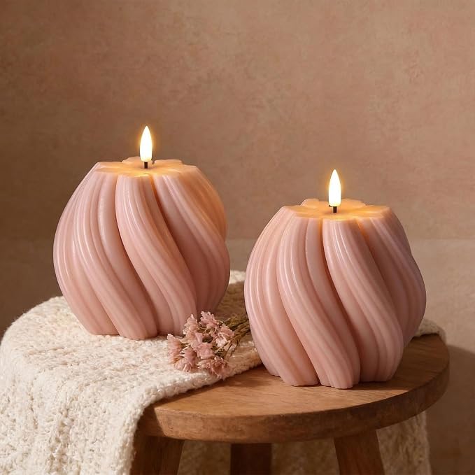 Dusty Pink Swirl Flameless Candles - Image 6