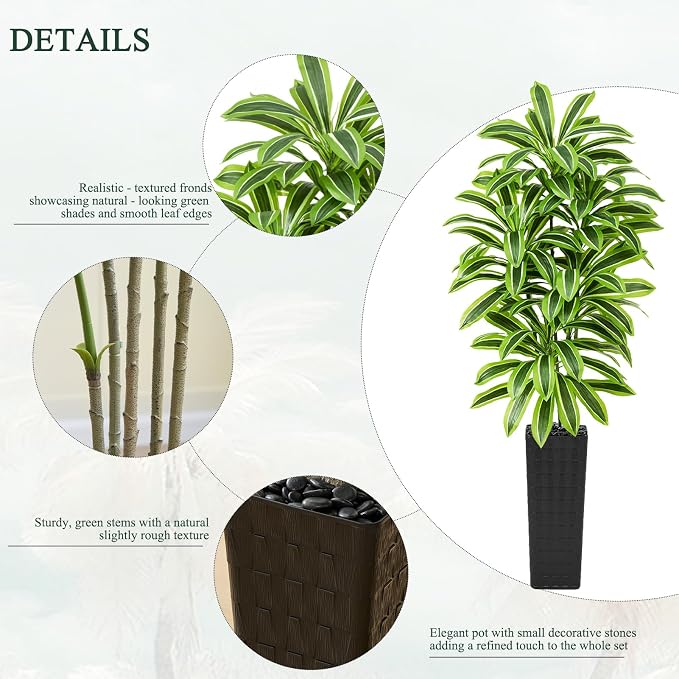 Artificial Yellow Dracaena Tree Indoor, 7FT Tall Fake Floor Plants - Image 4