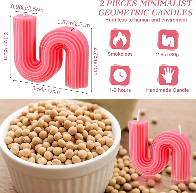 Tondiamo 2 Pcs Aesthetic Candles Twist Shaped Aesthetic Candles Cool S Shape - Image 2