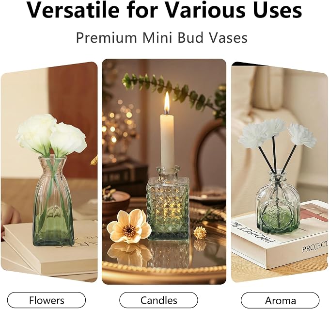 Glass Bud Vases Mini Flower Vase Small Vintage Vases - Image 5