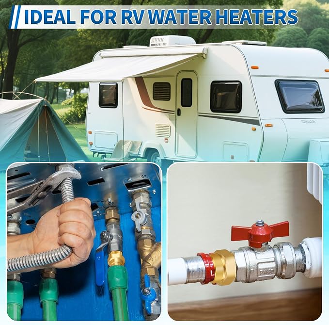 1/2'' NPT Lead-Free Brass RV Camper Water Heater Check Valve, Male to Male | RV - Image 9