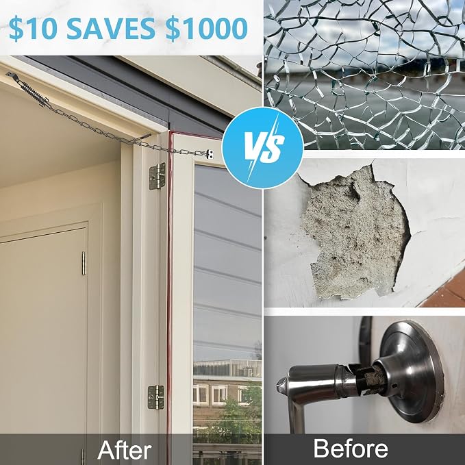 Screen Door Chain for Door Spring 2 Pack Storm Door Closer for Wind Safety | - Image 3