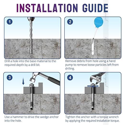 3/4 Concrete Anchors, 3/4 Wedge Anchors Bolts, 5-1/2" L, equipment bases - Image 6