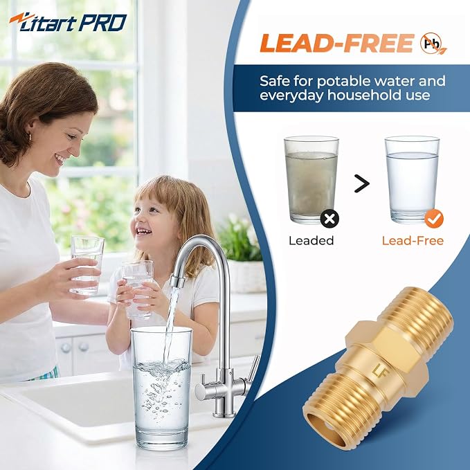 1/2" Male NPT Brass RV Freshwater Check Valve 1PC | Lead-free brass purely - Image 2