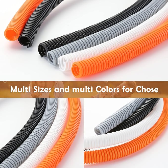 20FT 1/4in Wire Loom Split Tubing Auto Wire Conduit Flexible Cover White - Image 6