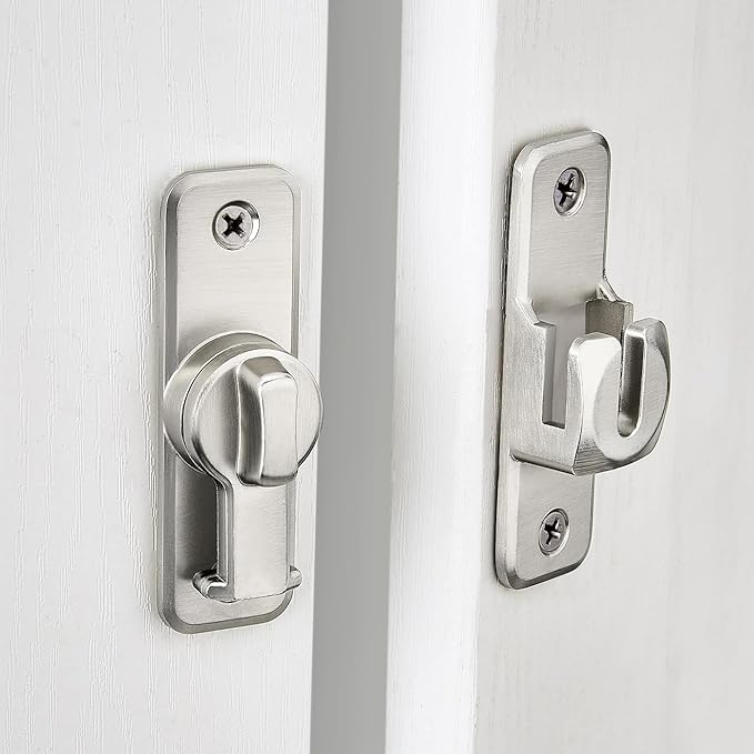 2 Pcs Silvery 90/180 Degree Flip Latch, Zinc Alloy Barn Door Latch | Right - Image 6