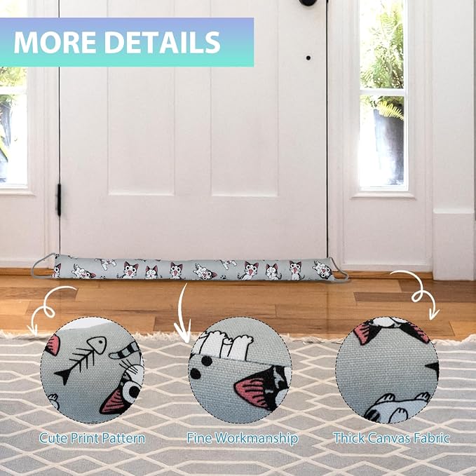 Weighted Door Draft Stopper, 2 Pack 36 Inch Under Door Blocker, Bottom of Door - Image 5