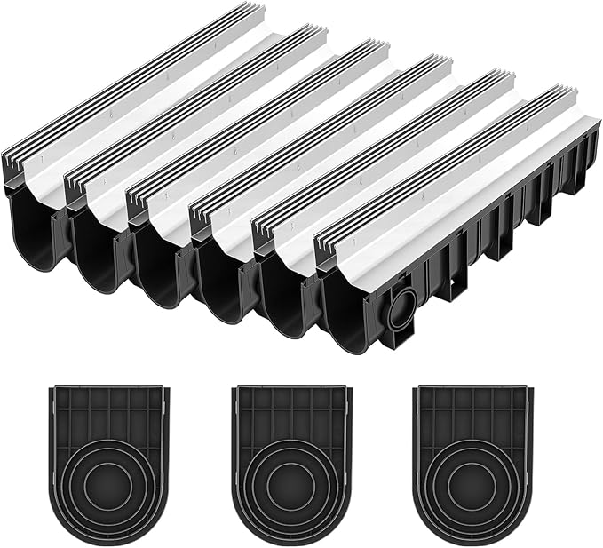 VEVOR Trench Drain, 39.7 x 5.8 x 10.6 in, 3 Pack Linear Drainage Channel by VEVOR