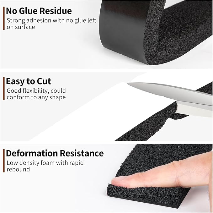 Yotache Open Cell Foam Air Conditioner Weather-Strip 2"x1", 6.5 Ft x 2Pcs | - Image 4