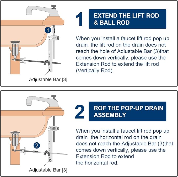 Extension Rod for Bathroom Pop-Up Vertical or Horizontal Rods, 6.64 Inch Pop Up - Image 5