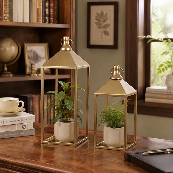 Decorative Candle Lanterns Indoor, Fireplace Mantel Decor - Image 4
