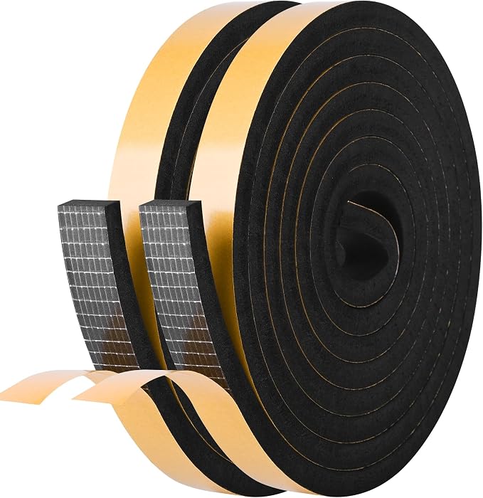 Self Adhesive Foam Tape Weatherstrip 3/4in x 3/8in x 20Ft High Density Foam by Kikerike