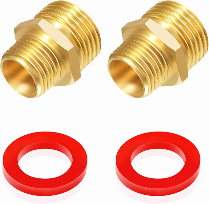 (2 Pack Lead-Free Brass Garden Hose Threaded 3/4" GHT to 1/2" NPT Fitting by LitOrange