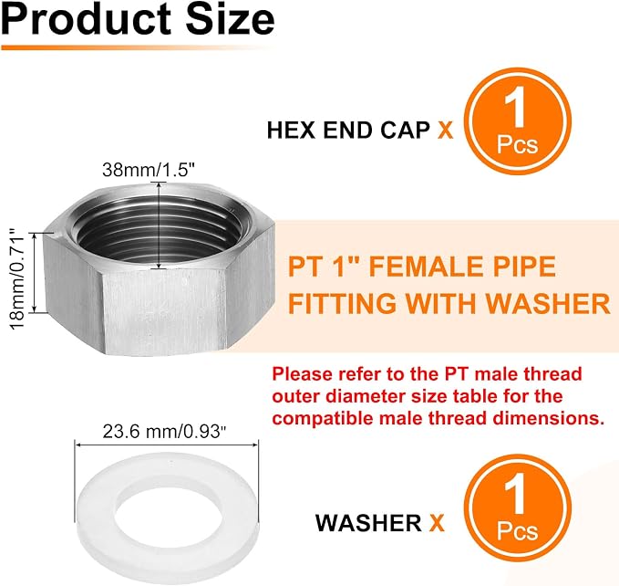 uxcell 1pcs Hex End Cap 304 Stainless Steel Nut - Image 2
