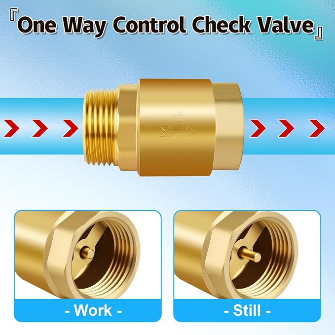 2Pcs 1in NPT Spring Check Valve, Brass Non Return One Way Check Valve, Vertical - Image 8
