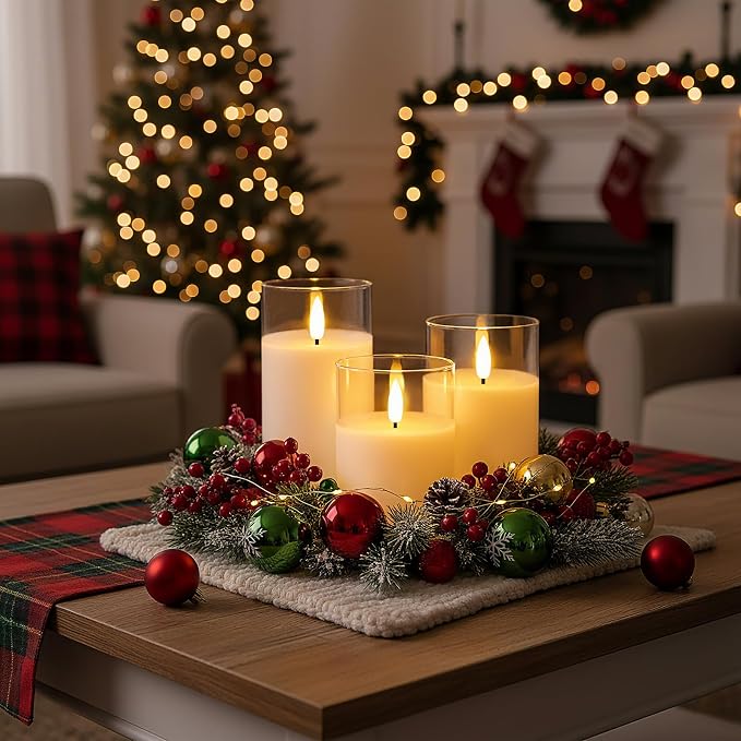 Homemory Pure White Glass Flameless Candles, Real Wax, Remote Timer, 3 Pack | - Image 6