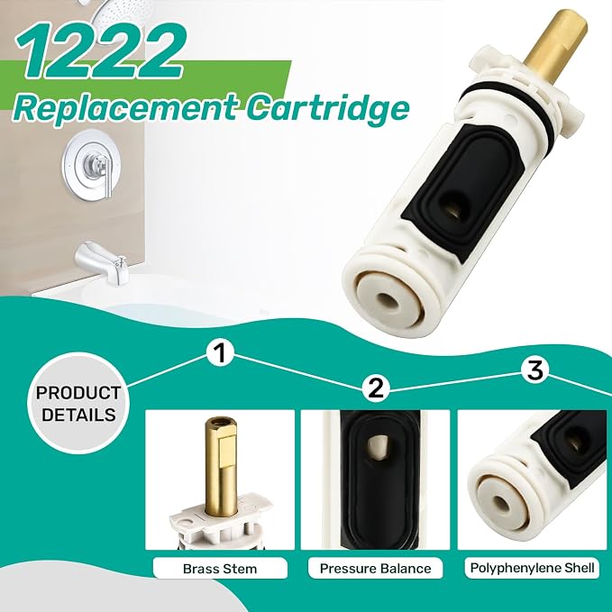 1222 Replacement Cartridge Kit for Moen One Handle Posi Temp Faucet, Compatible - Image 3