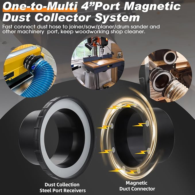 Magnetic Dust Collector System for 4" Shop Vacuum Hose, One-to-Multi Machines | - Image 5