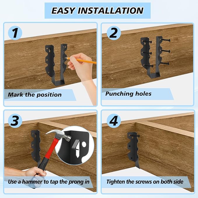 24 Pcs 2"x 8" Joist Hanger, Q235B Steel Face Mount Joist Hangers, Rafter - Image 4