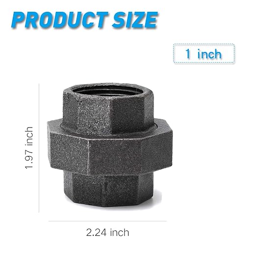 1" Cast Iron Union, Home TZH 10 Pack 1" Industrial Malleable Female Pipe - Image 2