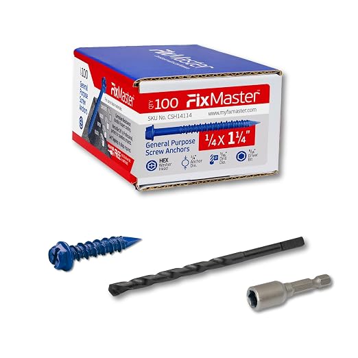 1/4 x 1-1/4" Hex Head Blue Concrete Screw Anchors by Unknown