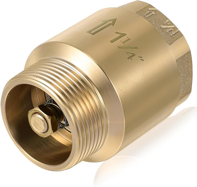 Zonon 1 Pcs 1-1/4 Inch Check Valve One Way Brass Non Return in Line Check Valve by Zonon