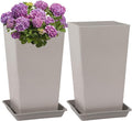 Neoaider Set of 2 Tall Planter, 21 inch Large Plastic Planter, Light Gray | by Neoaider