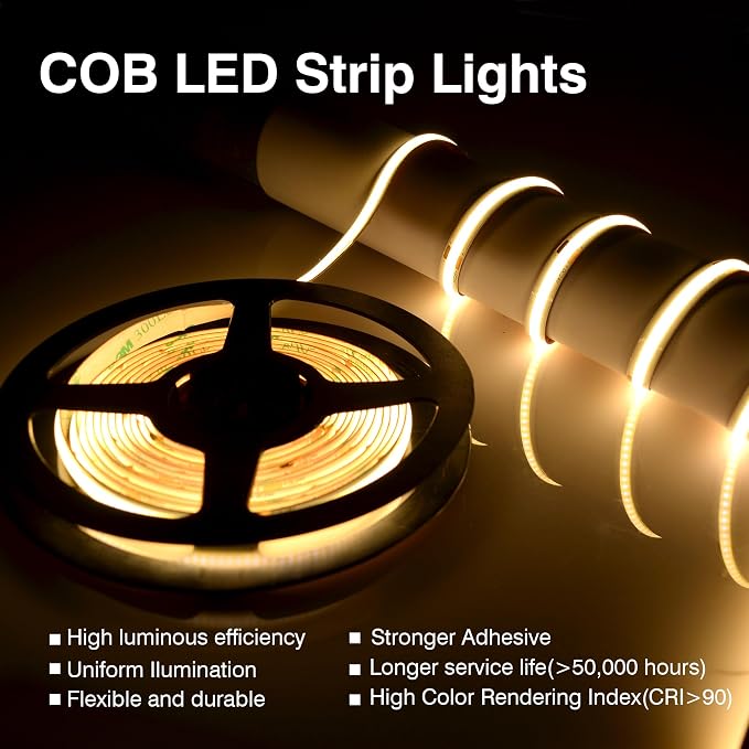Pandery COB LED Strip, LED Strip Lights 5M/16.4ft, Touch Dimmable LED Strips - Image 4