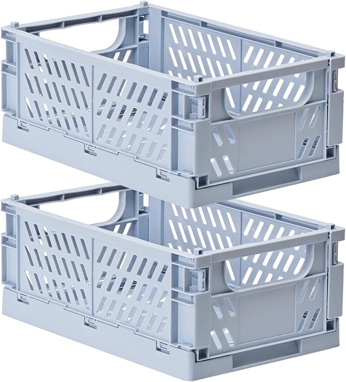 HUUSMOT 2-Pack Collapsible Plastic Storage Baskets, 9.8"x6.5"x3.8" | Pastel by HUUSMOT