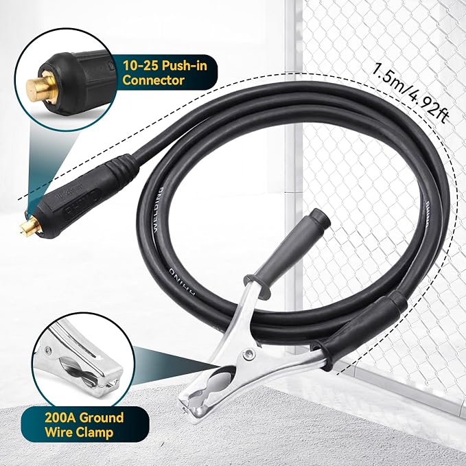 200A Welding Ground Clamp Welding Electrode Holder Set, Welding Cable Stick - Image 2