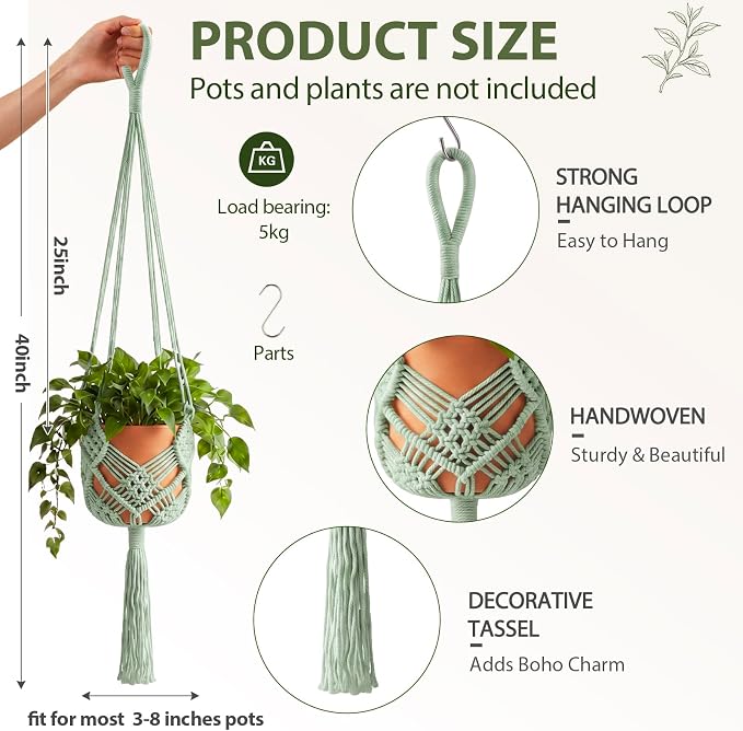 Shappy 1 Pack Boho Macrame Plant Hanger - Image 2