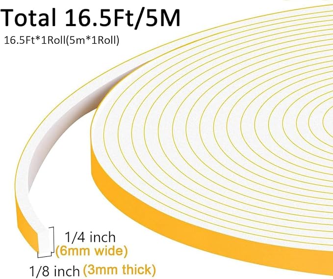 Thin Foam Seal Strip for Sliding Doors, Small Gap Filling | Strong Self-Adhesive - Image 3