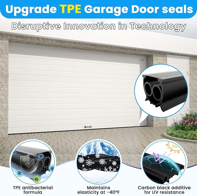 Upgraded TPE Garage Door Bottom Seal 16.5FT | U+Double O Advanced Sealing - Image 2