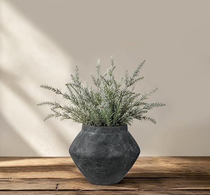 Briful Rustic Ceramic Vase 6'' Decorative Charcoal Farmhouse Table Vase | by Briful