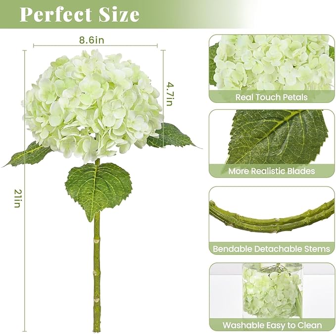 4Pcs 21in Latex Real Touch Hydrangea Artificial Flowers | Lifelike Large - Image 4