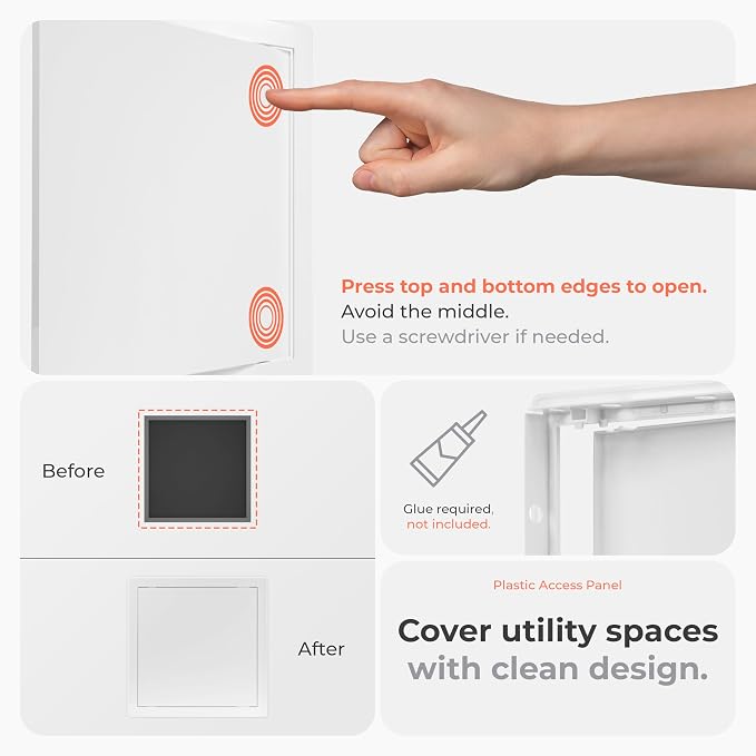 12x12 Inch White Access Panel for Drywall – ABS Plastic Square Wall, Ceiling - Image 3