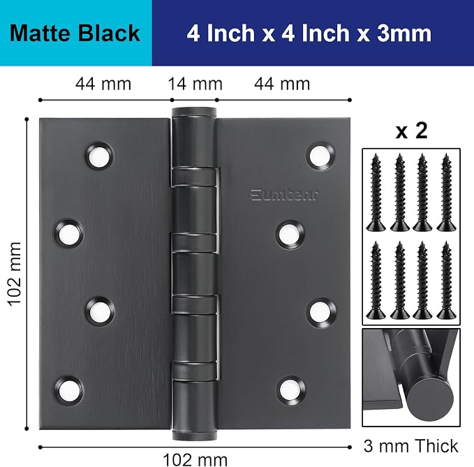 304 Stainless Steel 4" Door Hinges, Heavy Duty Ball Bearing Door Hinges - Image 2