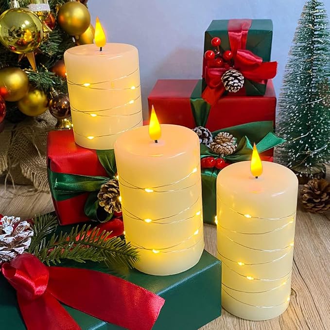LEDHOLYT Rechargeable Flameless Candles, Embedded Star String Flickering Real - Image 8