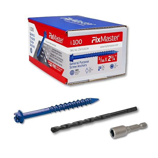 3/16 x 2-3/4" Hex Head Blue Concrete Screw Anchors by Unknown