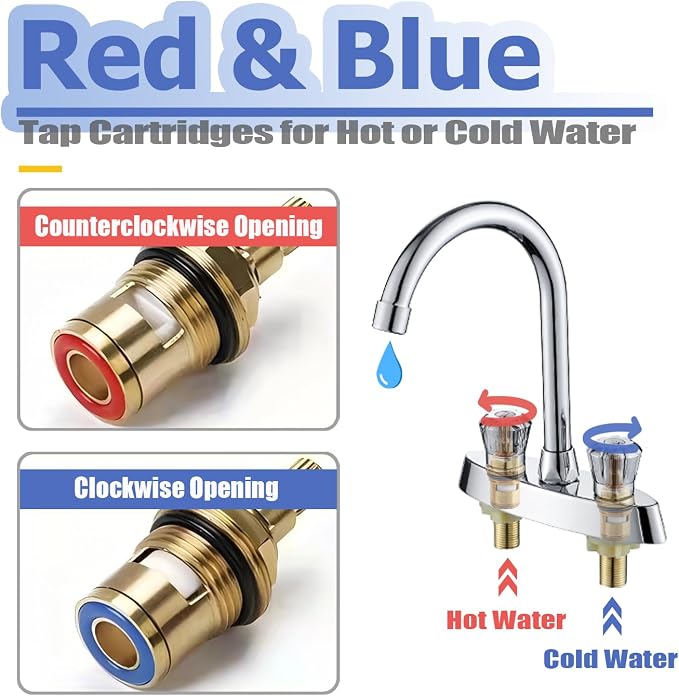 1 Pair Faucet Cartridges Replacement, Brass Ceramic Disc Stem Cartridge Faucet - Image 5