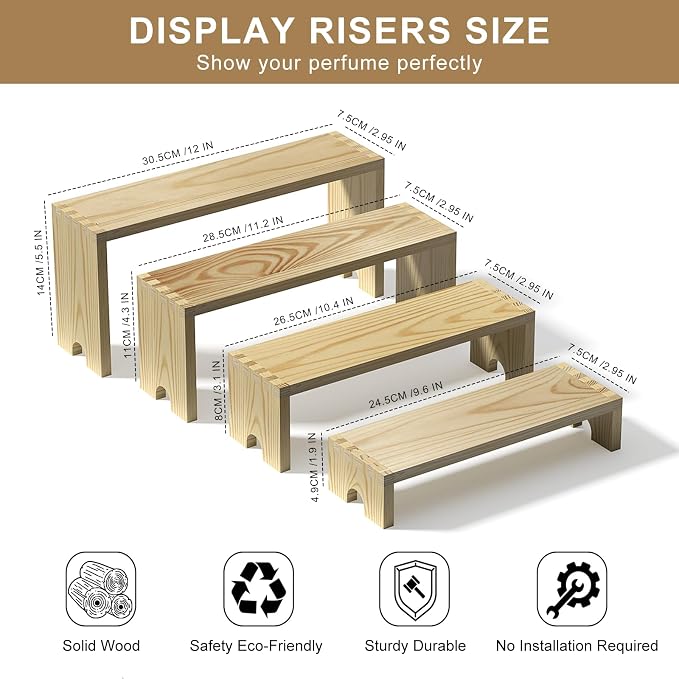 2 Set Wooden Tiered Risers Display Stands - Image 8